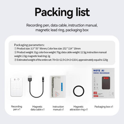 A3 Dual-key Voiceprint Ultra-thin AI Smart Voice Recorder Support AIREC-APP, 8GB, 16GB, 32GB, 64GB, 128GB, 256GB