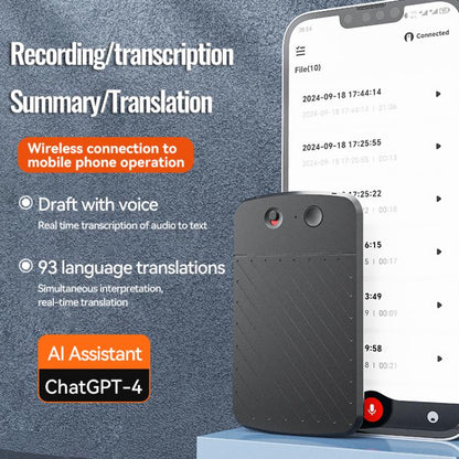 A3 Dual-key Arc-Frame Twill Texture Ultra-thin AI Smart Voice Recorder Support AIREC-APP, 8GB, 16GB, 32GB, 64GB, 128GB, 256GB