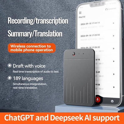 A3 One-key V-stripe Texture Ultra-thin AI Smart Voice Recorder Support AIREC-APP, 8GB, 16GB, 32GB, 64GB, 128GB, 256GB