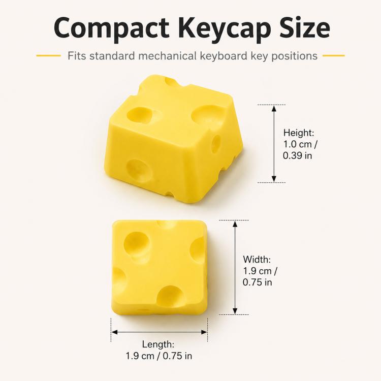 4-key Creative 3D Cheese Themed Cross-Stem Keycap