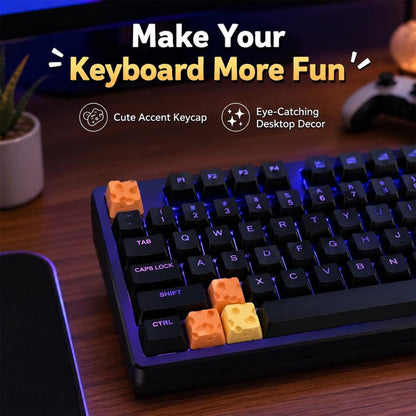 4-key Creative 3D Cheese Themed Cross-Stem Keycap