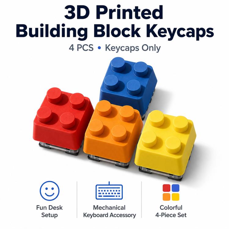 4-key Creative 3D Building Blocks Cross-Stem Keycap