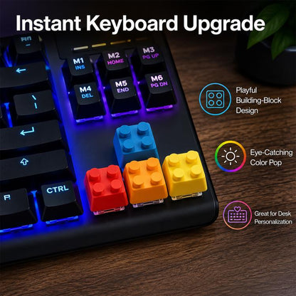 4-key Creative 3D Building Blocks Cross-Stem Keycap