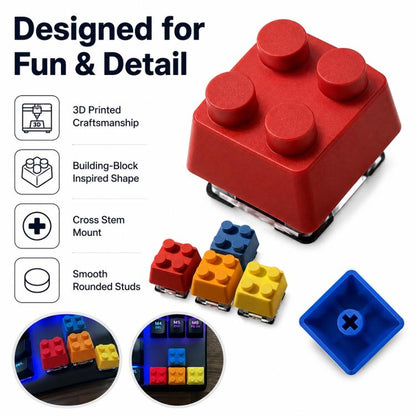 4-key Creative 3D Building Blocks Cross-Stem Keycap