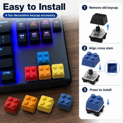 4-key Creative 3D Building Blocks Cross-Stem Keycap