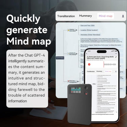 A3P 0.96-inch Left Display Dual-key Ultra-thin AI Smart Voice Recorder Support AIREC-APP, 8GB, 16GB, 32GB, 64GB, 128GB, 256GB