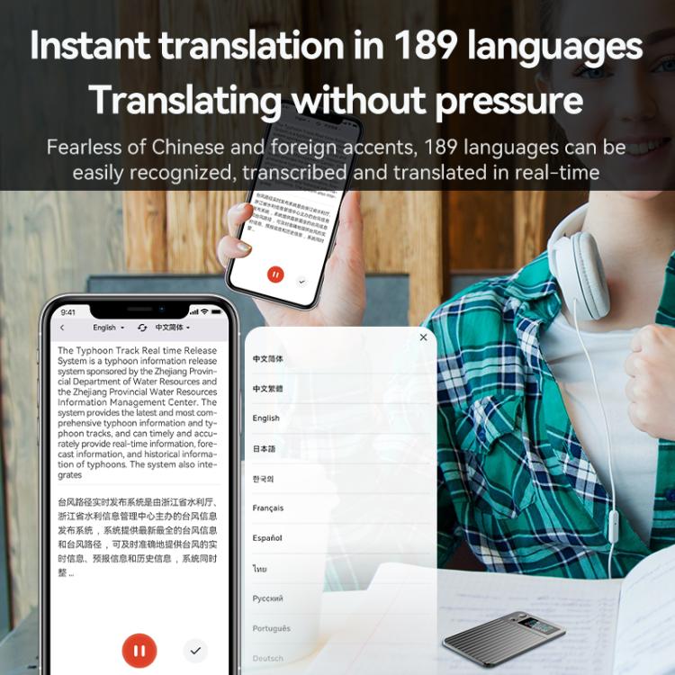 A3P 0.96-inch Right Display Stripe Texture Ultra-thin AI Smart Voice Recorder Support AIREC-APP, 8GB, 16GB, 32GB, 64GB, 128GB, 256GB