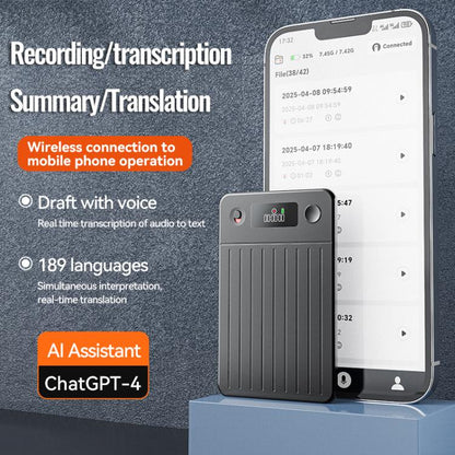 A3P 0.42-inch Mid Display Stripe Texture Ultra-thin AI Smart Voice Recorder Support AIREC-APP, 8GB, 16GB, 32GB, 64GB, 128GB, 256GB