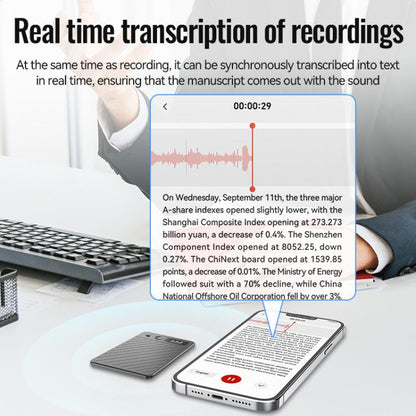 A3P 0.42-inch Right Display Twill Texture Ultra-thin AI Smart Voice Recorder Support AIREC-APP, 8GB, 16GB, 32GB, 64GB, 128GB, 256GB