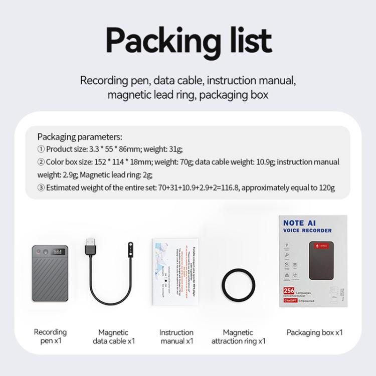 A3P 0.42-inch Right Display Twill Texture Ultra-thin AI Smart Voice Recorder Support AIREC-APP, 8GB, 16GB, 32GB, 64GB, 128GB, 256GB