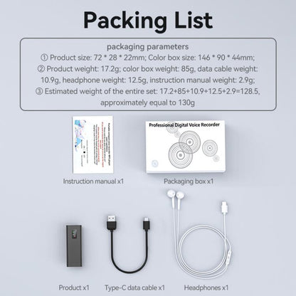 Q31P 0.42-inch Screen Pin-style Voice Recorder, 8GB, 16GB, 32GB, 64GB