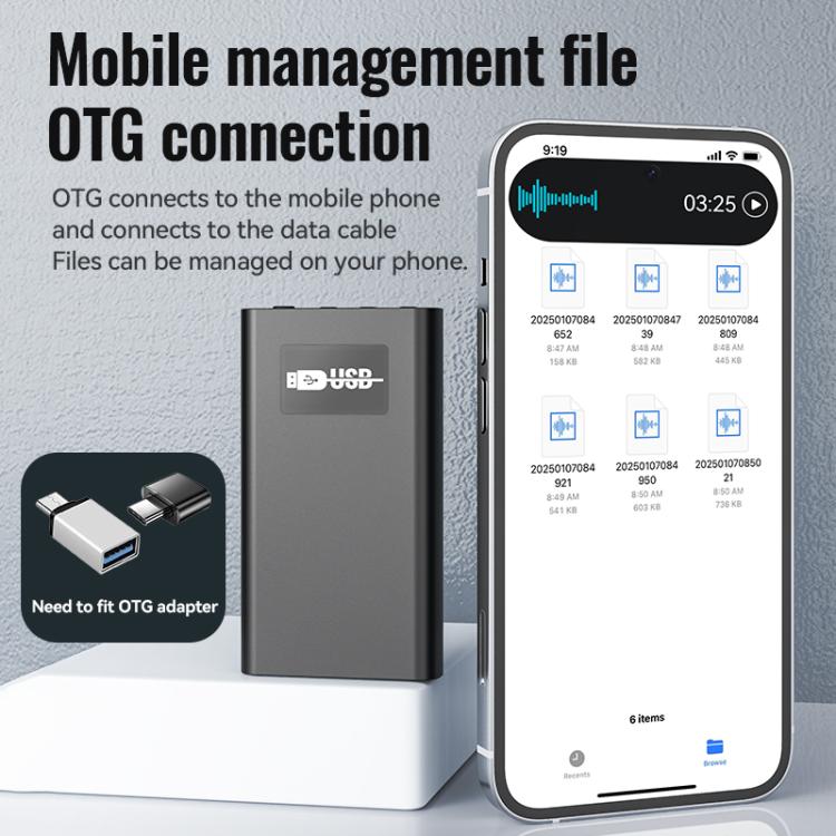 Q86 0.77-inch Screen Ultra-long Standby Smart Digital Voice Recorder, 4GB, 8GB, 16GB, 32GB, 64GB