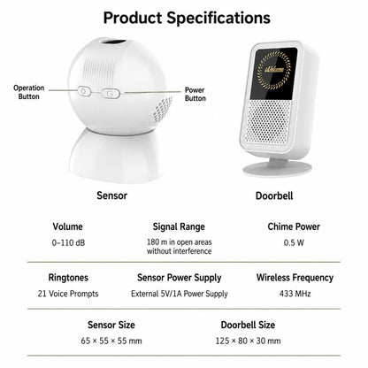 XY-501 Rechargeable Magnetic Sensor Split Welcome Doorbell, XY-501