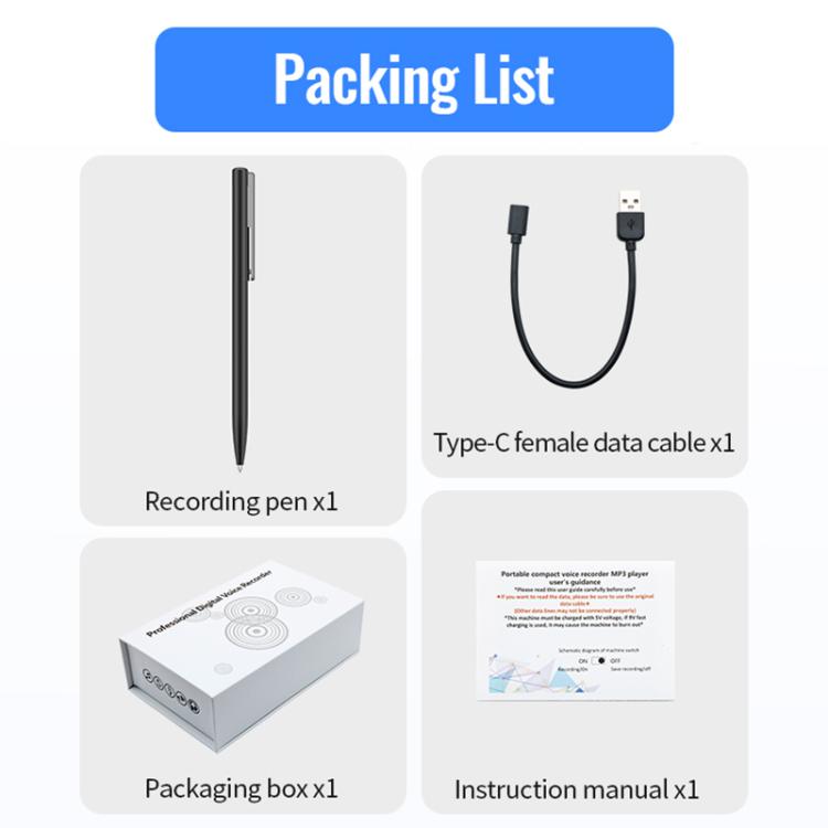 Q97 2-in-1 Voice Recording & Handwriting Pen, 4GB, 8GB, 16GB, 32GB, 64GB, 128GB