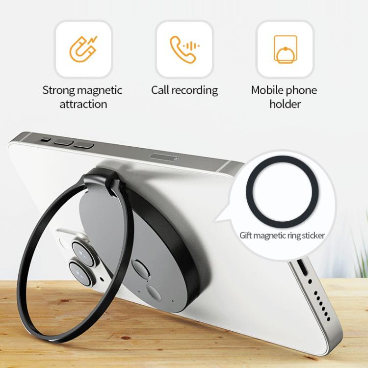 A30 Magnetic Ring AI Voice Recorder & Phone Stand Support AIREC-APP, 8GB, 16GB, 32GB, 64GB, 128GB, 256GB