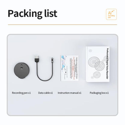 A30 Magnetic Ring AI Voice Recorder & Phone Stand Support AIREC-APP, 8GB, 16GB, 32GB, 64GB, 128GB, 256GB