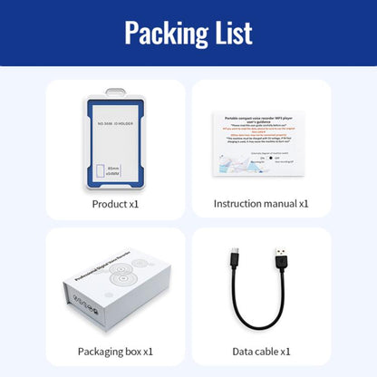 K3A Work Badge ID Holder AI Voice Recorder Support AIREC-APP, 4GB, 8GB, 16GB, 32GB, 64GB, 128GB