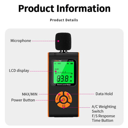 YT311S High Precision Digital Sound Level Meter, Measurement Range: 30–130dB, YT311S