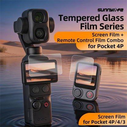 Sunnylife Tempered Glass Film For DJI Osmo Pocket 4P / 4 / 3, Screen & Remote Film 2 Sets, Screen & Remote Film, Screen Film 2pcs, Screen Film