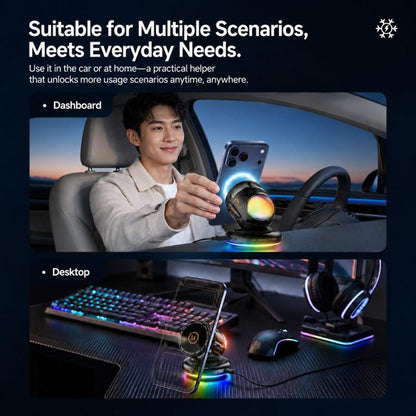D3 15W Ice Magnetic Cooling RGB Car Mount Wireless Charging Phone Holder