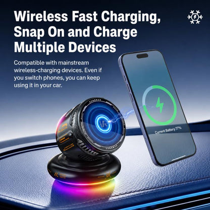 D3 15W Ice Magnetic Cooling RGB Car Mount Wireless Charging Phone Holder