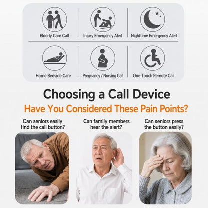 XY-601 Adjustable Volume Wireless Waterproof Doorbell Caregiver Call Button Kit