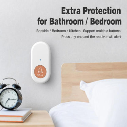 XY-805 Adjustable Volume Wireless Waterproof Doorbell Elderly Call Device, US Plug, EU Plug