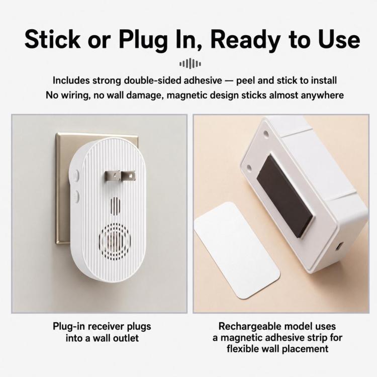 XY-805 Adjustable Volume Wireless Waterproof Doorbell Elderly Call Device, US Plug, EU Plug