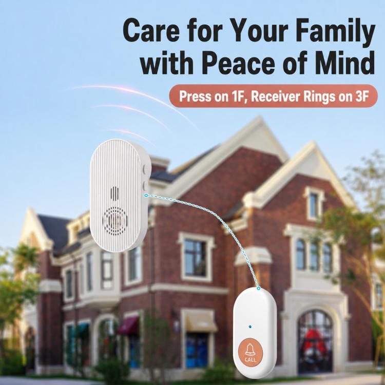 XY-805 Adjustable Volume Wireless Waterproof Doorbell Elderly Call Device, US Plug, EU Plug