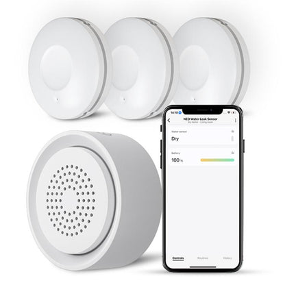 NEO NAS-AB03W1 WS09W3 WiFi Smart Water Leak Alarm Kit