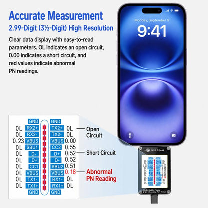 OSS T9 Smart HD Display Lightning & Type-C Tail Plug Tester, T9