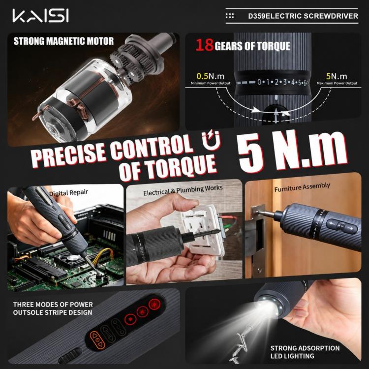 Kaisi D359 37 in 1 Rechargeable Torque Electric Screwdriver Set, Kaisi D359