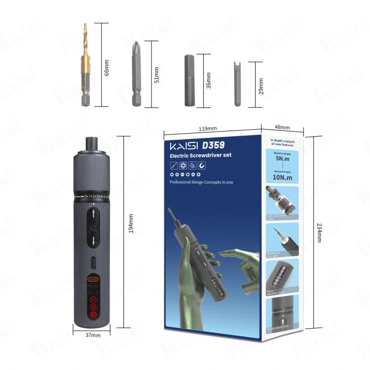 Kaisi D359 37 in 1 Rechargeable Torque Electric Screwdriver Set, Kaisi D359