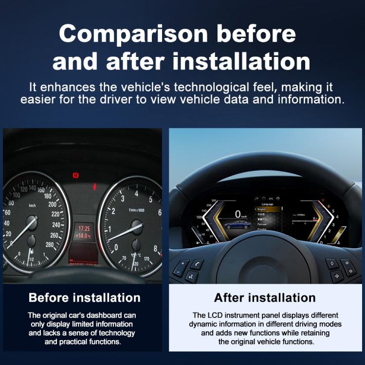 Car HD LCD Multi-Mode Digital Odometer Speedometer with CarPlay, For BMW E60 / E61 2003-2009, For BMW E70 X5 2006-2013
