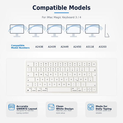 For MacBook A2438 A2439 A2449 A2450 A3118 A3203 Magic Keyboard 3 Magic Keyboard 4 Keycaps(White), German, French