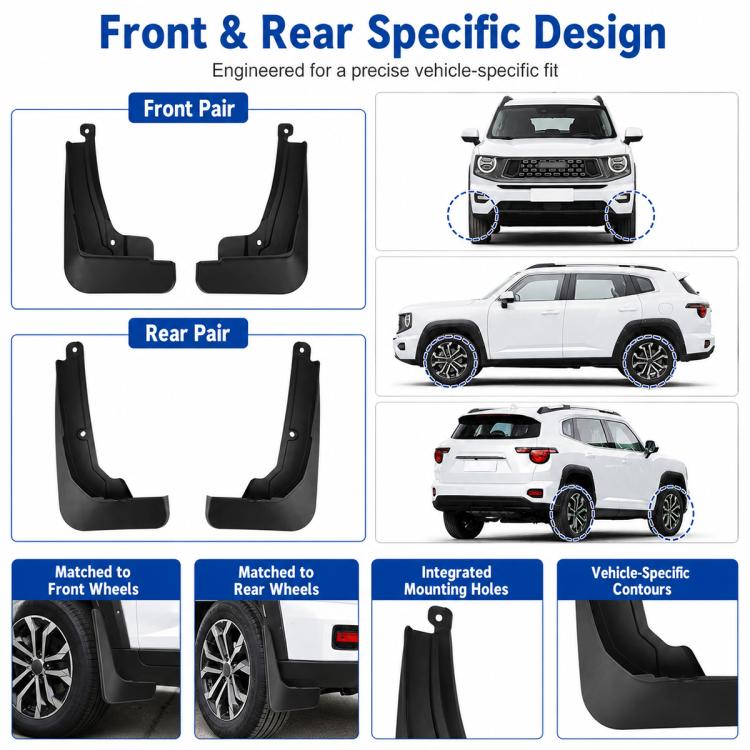 4pcs/Set Car Wheel Splash Flaps Fender Guard, For GreatWall Haval H7 2023-2025
