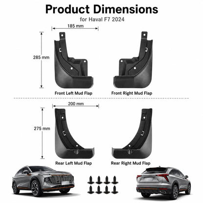 4pcs/Set Car Wheel Splash Flaps Fender Guard, For GreatWall Haval F7 2024