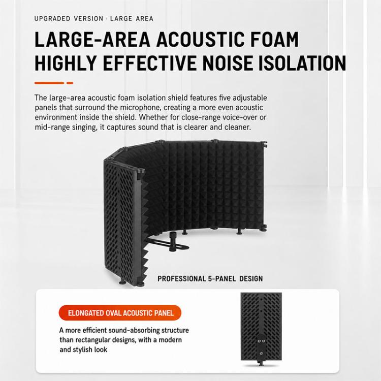 M3P Foldable Three-Panel Microphone Isolation Shield Windproof Screen with Phone Clip, M3P Isolation Shield+Phone Clip