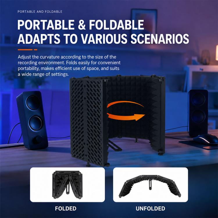 M3P Foldable Three-Panel Microphone Isolation Shield with Phone Clip, Tripod, Pop Filter Kit, M3P Isolation Shield+Phone Clip+Tripod+Pop Filter