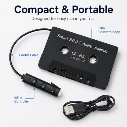 BlueTooth 5.1 In Car MP3 to Cassette Converter Tape Player