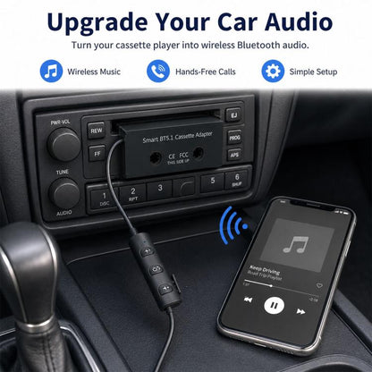BlueTooth 5.1 In Car MP3 to Cassette Converter Tape Player