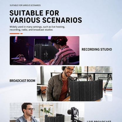 M5P Foldable Five-Panel Microphone Isolation Shield with Phone Clip, Tripod, Pop Filter Kit, M5P Isolation Shield+Phone Clip+Tripod+Pop Filter