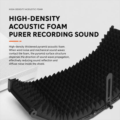 M3 Foldable Three-Panel Metal Casing Microphone Isolation Shield with Tripod and Pop Filter Kit, M3 Metal Casing Isolation Shield+Tripod+Pop Filter