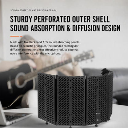M3 Foldable Three-Panel Metal Casing Microphone Isolation Shield with Tripod and Pop Filter Kit, M3 Metal Casing Isolation Shield+Tripod+Pop Filter