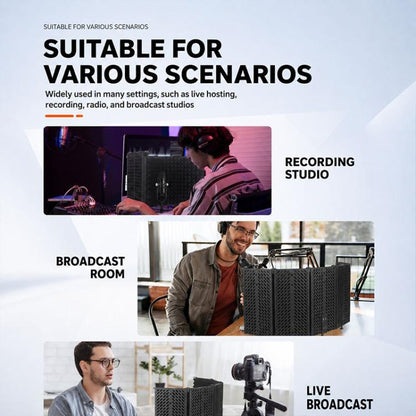 M5 Foldable Five-Panel Metal Casing Microphone Isolation Shield with Tripod and Pop Filter Kit, M5 Metal Casing Isolation Shield+Tripod+Pop Filter