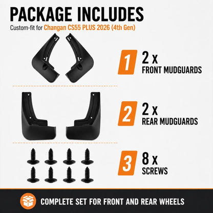 4pcs/Set Car Wheel Splash Flaps Fender Guard, For Changan CS55 PLUS 2026