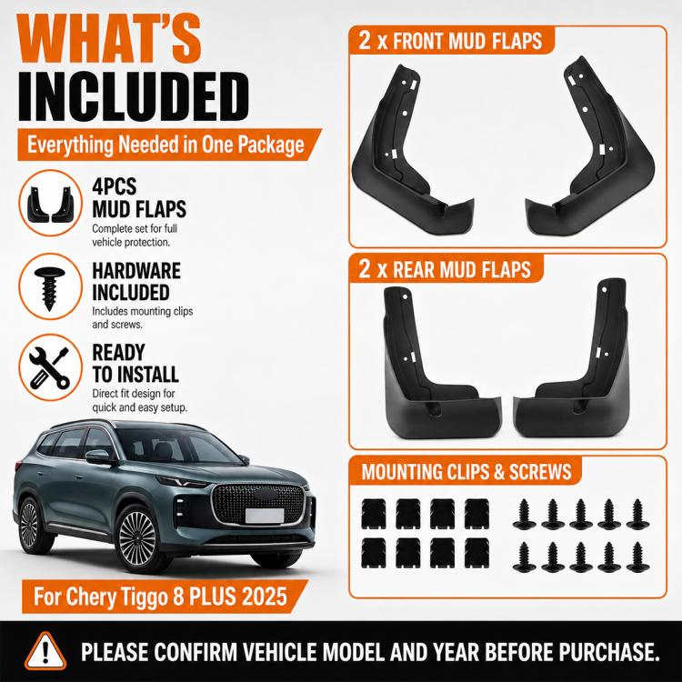 4pcs/Set Car Wheel Splash Flaps Fender Guard, For Chery Tiggo 8 PLUS 2025