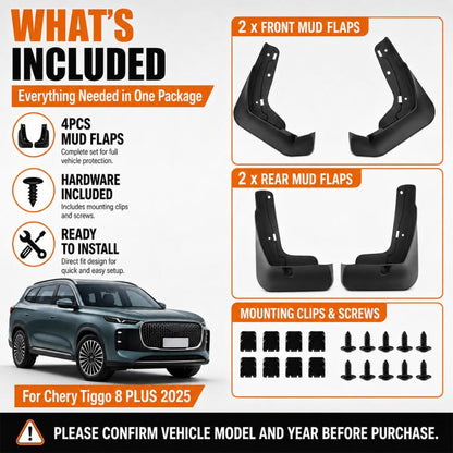 4pcs/Set Car Wheel Splash Flaps Fender Guard, For Chery Tiggo 8 PLUS 2025