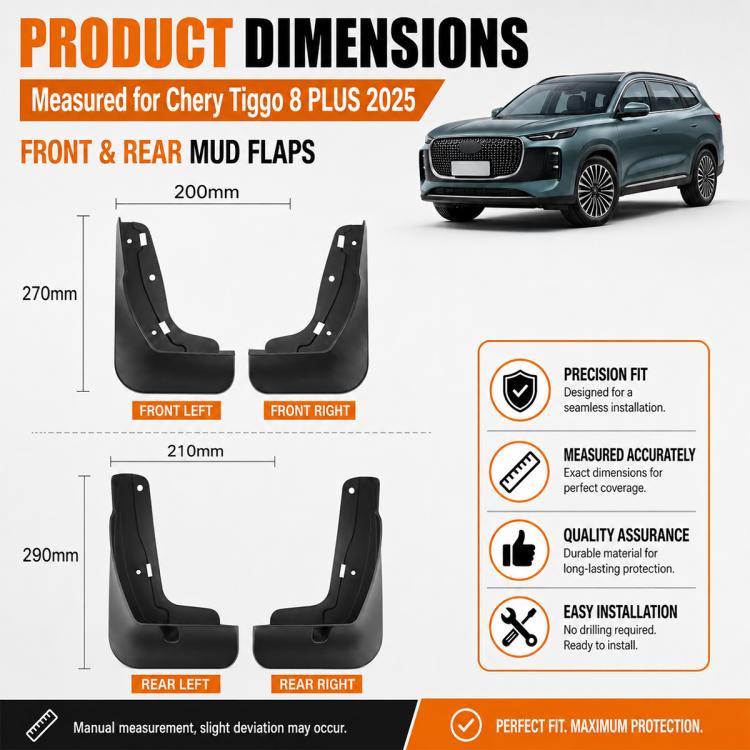 4pcs/Set Car Wheel Splash Flaps Fender Guard, For Chery Tiggo 8 PLUS 2025