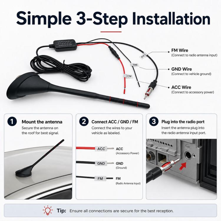 Car MP3 Radio Antenna FM Amplifier Signal Booster, 88-108MHz 600 Modulator Version, 76-230MHz B Version, 88-230MHz C Version, 88-108MHz D Version, 76-230MHz E Version